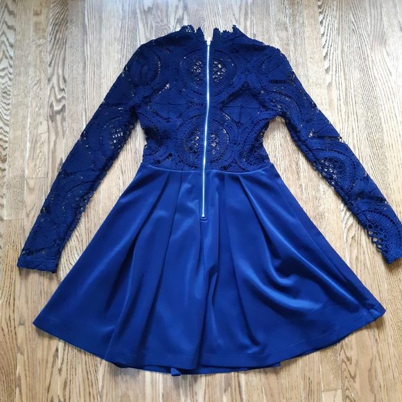 Windsor navy crochet top fit and flare dress - Picture 2 of 4